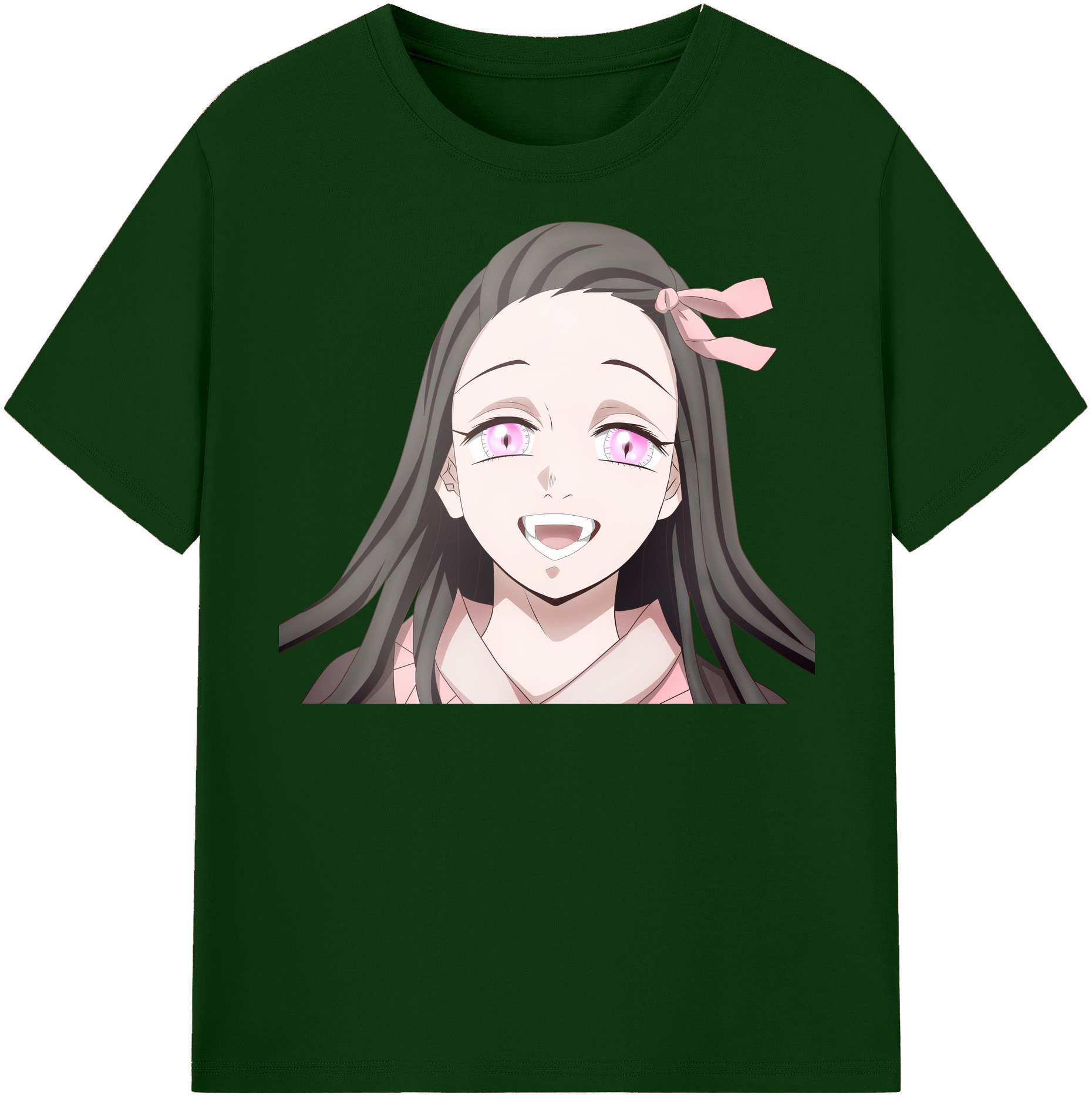 （画像用） 鬼滅の刃（きめつのやいば）竈門 禰󠄀豆子／かまど ねずこ Kamado Nezuko 綿100％半袖Tシャツ（フロントプリント）